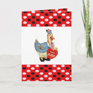 Valentijnsdag Wenskaart Duck Vintage Feestdagen Kaart