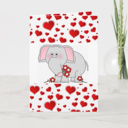 Valentijnsdag Wenskaart Elephant Feestdagen Kaart (Voorkant)