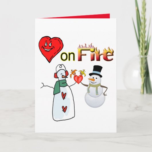 Valentijnsdag Wenskaart Hart op FireSnowman Feestdagen Kaart (Voorkant)