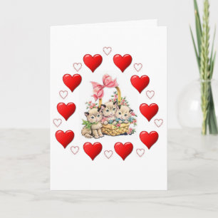 Valentijnsdag Wenskaart Kitten Vintage Feestdagen Kaart