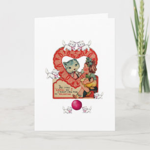 Valentijnsdag Wenskaart Kitten Vintage Feestdagen Kaart