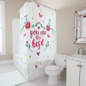 Valentijnsdag wenskaart met hart, bloem douchegordijn (In situ)