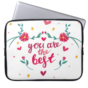 Valentijnsdag wenskaart met hart, bloem laptop sleeve