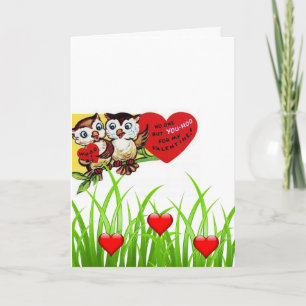 Valentijnsdag Wenskaart Owl Vintage Feestdagen Kaart