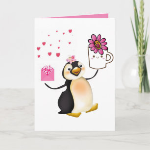 Valentijnsdag Wenskaart Penguin Feestdagen Kaart