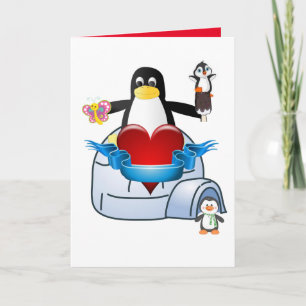 Valentijnsdag Wenskaart Penguin Feestdagen Kaart