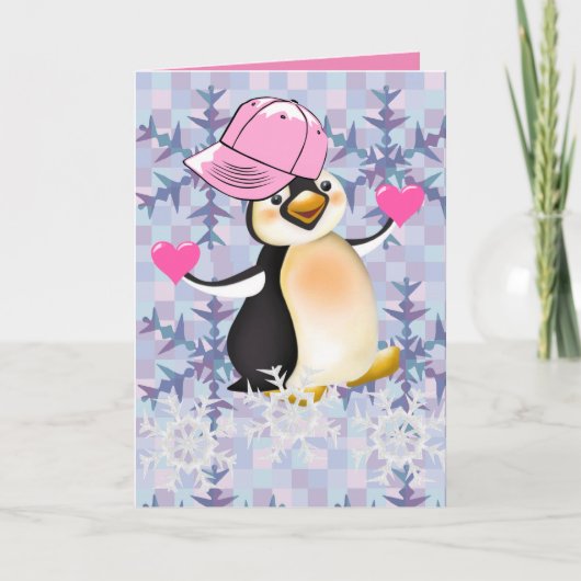 Valentijnsdag Wenskaart Penguin Feestdagen Kaart (Voorkant)