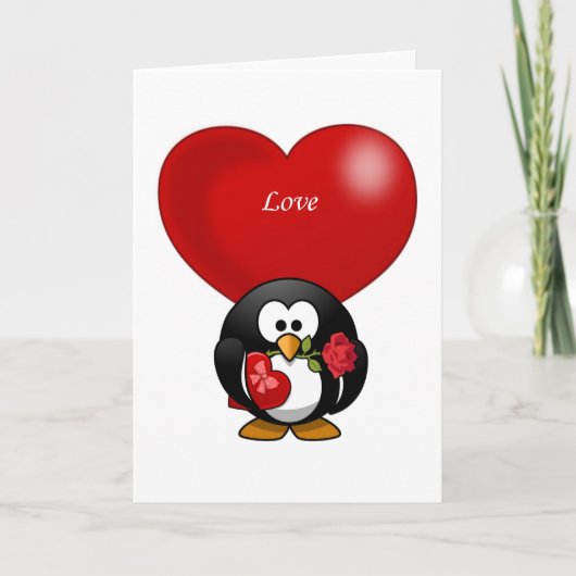 Valentijnsdag Wenskaart Penguin Feestdagen Kaart (Voorkant)