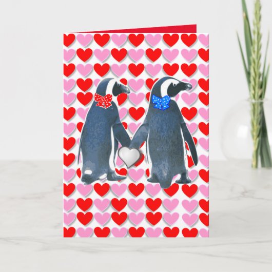 Valentijnsdag Wenskaart Penguin Feestdagen Kaart (Voorkant)