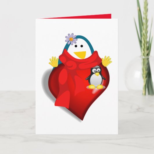Valentijnsdag Wenskaart Penguin Feestdagen Kaart (Voorkant)