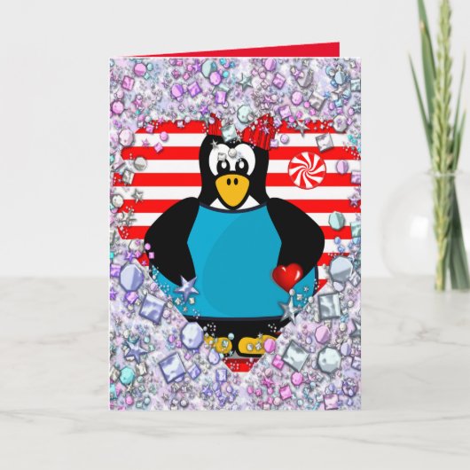 Valentijnsdag Wenskaart Penguin Feestdagen Kaart (Voorkant)