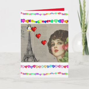 Valentijnsdag Wenskaart Penguin Feestdagen Kaart