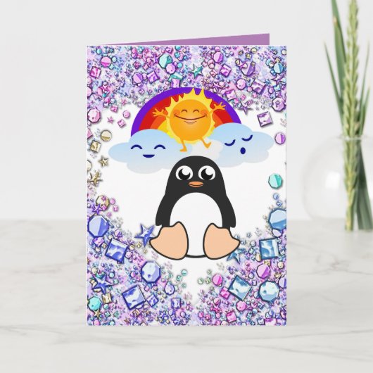Valentijnsdag Wenskaart Penguin Feestdagen Kaart (Voorkant)