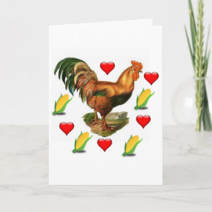 Valentijnsdag Wenskaart Rooster Vintage Feestdagen Kaart
