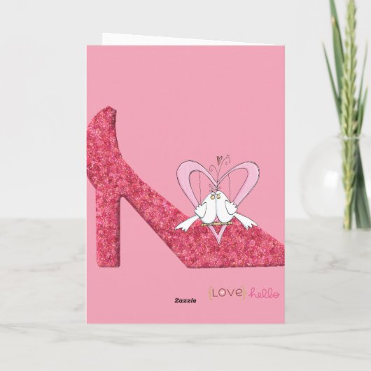 Valentijnsdag Wenskaart roze schoen Feestdagen Kaart (Achterkant)
