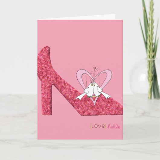 Valentijnsdag Wenskaart roze schoen Feestdagen Kaart (Voorkant)