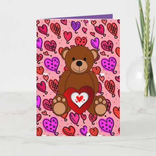 Valentijnsdag Wenskaart Teddy Bear Feestdagen Kaart (Voorkant)