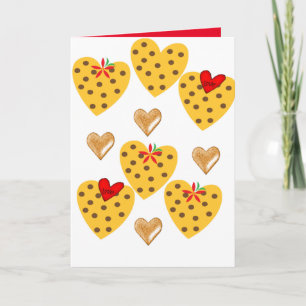 Valentijnsdag Wenskaart Yellow Hearts Feestdagen Kaart