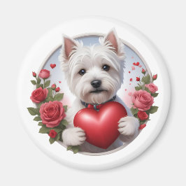 Valentijnsdag Westie met hart Magneet
