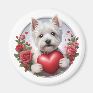 Valentijnsdag Westie met hart Magneet