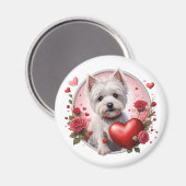 Valentijnsdag Westie met hart Magneet (Voorkant / Achterkant)