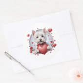 Valentijnsdag Westie met hart Ronde Sticker (Envelop)