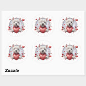 Valentijnsdag Westie met hart Ronde Sticker (Vel)