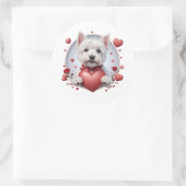 Valentijnsdag Westie met hart Ronde Sticker (Tas)