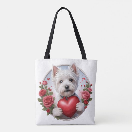Valentijnsdag Westie met hart Tote Bag (Achterkant)