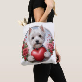 Valentijnsdag Westie met hart Tote Bag (Dichtbij)