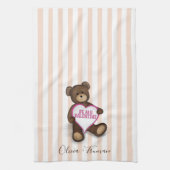 Valentijnsdag Whimsical Cute Teddy Bear Theedoek (Verticaal)