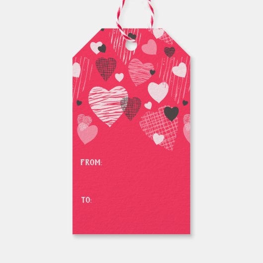 Valentijnsdag Whimsical Hearts Cadeaulabel (Achterkant)