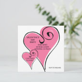 Valentijnsdag Whimsical Hearts Party Invitation Feestdagenkaart (Staand voorkant)