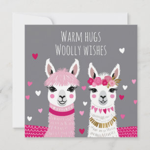 Valentijnsdag Whimsical Schattige Llama's Valentij Kaart