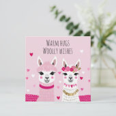 Valentijnsdag Whimsical Schattige Llama's Valentij Kaart (Staand voorkant)