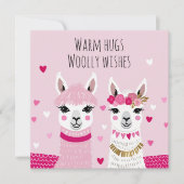 Valentijnsdag Whimsical Schattige Llama's Valentij Kaart (Voorkant)