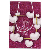 Valentijnsdag White Heart Glitter Medium Gift Bag Cadeauzakje (Achterkant)