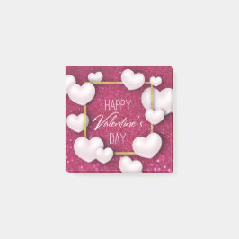 Valentijnsdag White Heart Glitter Post-it® notes
