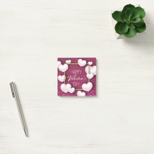 Valentijnsdag White Heart Glitter Post-it® notes (Kantoor)