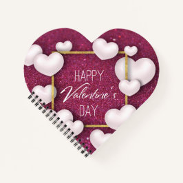 Valentijnsdag White Heart Glitter Spiral Notitiebo Notitieboek