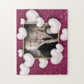 Valentijnsdag White Hearts Bourgondië Foto Legpuzzel (Verticaal)