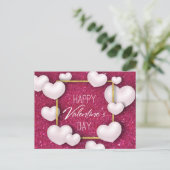 Valentijnsdag White Hearts Glitter - Briefkaart (Staand voorkant)