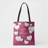 Valentijnsdag White Hearts Glitter - Canvas tas (Voorkant)
