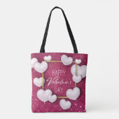 Valentijnsdag White Hearts Glitter - Canvas tas (Achterkant)