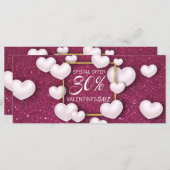 Valentijnsdag White Hearts Glitter Discount Kaart (Voorkant / Achterkant)