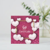 Valentijnsdag White Hearts Glitter Gift Kaart (Staand voorkant)
