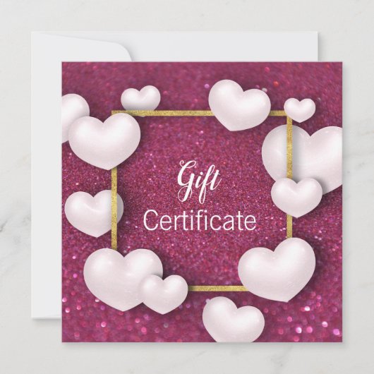 Valentijnsdag White Hearts Glitter Gift Kaart (Voorkant)