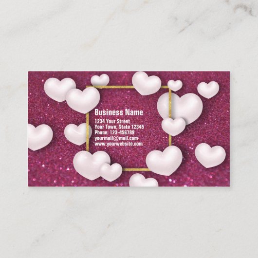 Valentijnsdag White Hearts Glitter Kortingskaartje (Achterkant)