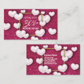 Valentijnsdag White Hearts Glitter Kortingskaartje (Voorkant / Achterkant)