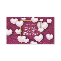 Valentijnsdag White Hearts Glitter
